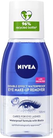 NIVEA Eye Makeup Remover, Double Effect Sensitive Lashes Protection, 125ml