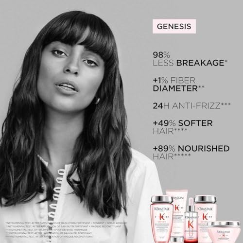 Kérastase Genesis Hair Serum, Nourishing & Fortifying Leave-In Conditioner, For Weakened Hair, With Ginger Root & Edelweiss Flower, Sérum Anti-Chute Fortifiant, 90 ml