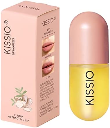 KISSIO Lip Plumper,Natural Lip Plumper for Day Use,Lip Plumping Gloss Make Lips Fuller and Moisturizing 5.5ml,Lip Mask,Hydrating & Reduce Fine Lines,Beautiful Fuller