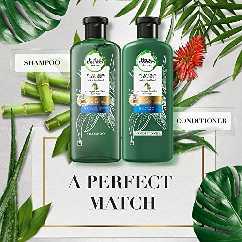 Herbal Essences Hair Strengthening Sulfate Free Potent Aloe Vera + Bamboo Natural Shampoo for Dry Hair and Hair Hydrate, 400mL