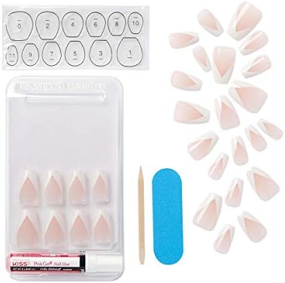 KISS Salon Acrylic French Manicure Kit - Silk Dress, Coffin Shape (Medium)
