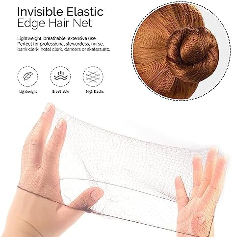 Polly Online 20 Pcs Hair Nets for Women Bun,Invisible Hair Nets Elastic Edge Mesh (Coffee)