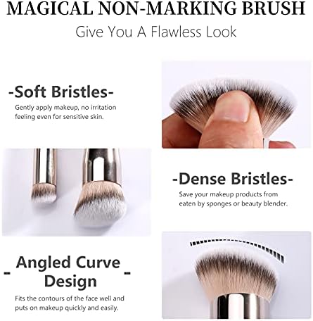 Kugge Under Eye Concealer Brush & Foundation Brush for Liquid Makeup, 2PCS Dense Synthetic Angled Kabuki Blending Makeup Brush