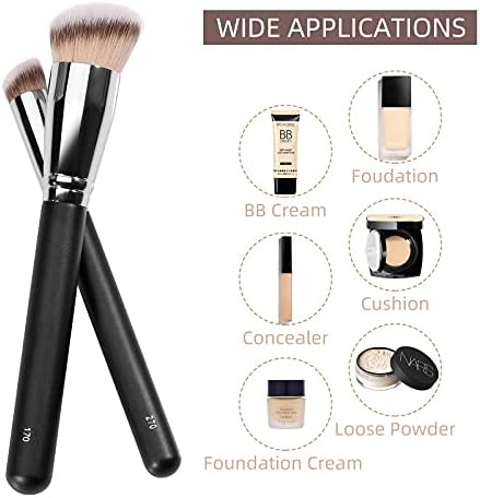 Kugge Under Eye Concealer Brush & Foundation Brush for Liquid Makeup, 2PCS Dense Synthetic Angled Kabuki Blending Makeup Brush