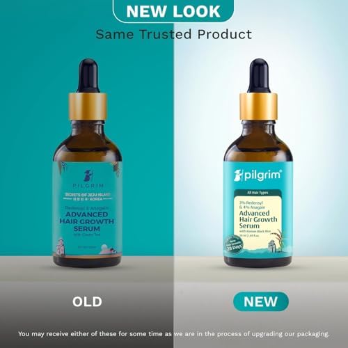 Pilgrim Redensyl 3% + Anagain 4% + Baicapil Advanced Hair Growth Serum (50ml) for Scalp with Korean Black Rice, Saw Palmetto | Control Hair Fall, Stimulate Hair Regrowth, Hair (50ml)