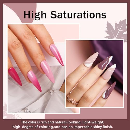 AZUREBEAUTY Dip Nails Powder Starter Kit, 4 Colors Noble Elegant Coffee Brown Dipping Powder Set with Base & Top Coat Activator Recycling Tray for French Nail Art Manicure Salon DIY at Home