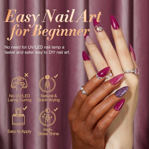 AZUREBEAUTY Dip Nails Powder Starter Kit, 4 Colors Noble Elegant Coffee Brown Dipping Powder Set with Base & Top Coat Activator Recycling Tray for French Nail Art Manicure Salon DIY at Home