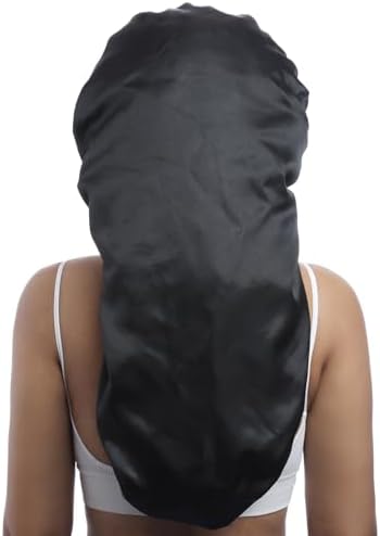 AWAYTR Long Satin Bonnet for Braids - Elastic Silk Hair Bonnets for Sleeping Night Cap Stretchy Tie Band for Women