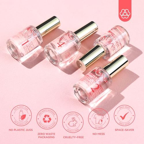 Saviland Dip Powder Liquid Set - 4 PCS 15ml Dipping Powder Liquid System with Dip Base & Top Coat Activator Brush Saver Dip Powder Manicure Starter Kit No Need Curing for Nail Salon & Home DIY