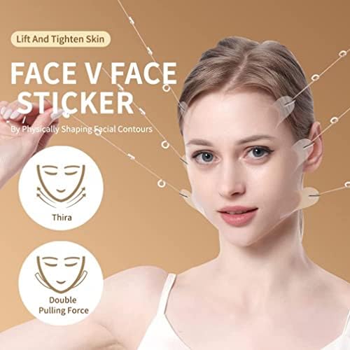 Goodern 40 Pcs Face Lifting Tapes with 8 Pcs Lifting Rope,Invisible Face Lift Tape Double Chin Sticker Instant Face Lift Sticker Adhesive Face Lifting Patch Neck Eye Lift Tape for Women Face Beauty