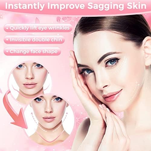 Goodern 40 Pcs Face Lifting Tapes with 8 Pcs Lifting Rope,Invisible Face Lift Tape Double Chin Sticker Instant Face Lift Sticker Adhesive Face Lifting Patch Neck Eye Lift Tape for Women Face Beauty