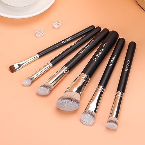 TEOYALL Foundation Contour Conceal Brush Set, 3PCS Angled Synthetic Kabuki Brush for Blending Setting Buffing with Liquid