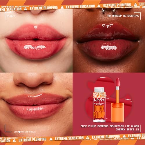 NYX PROFESSIONAL MAKEUP DUCK PLUMP LIP PLUMPING LACQUER, HIGH PIGMENT, HIGH SHINE, HIGH SPARKLE LIP GLOSS - CHERRY SPICE