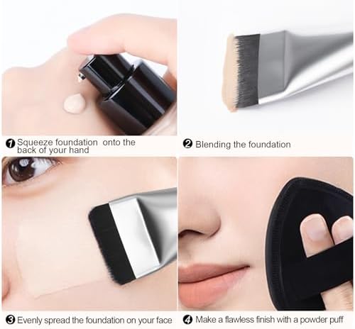 BEAUTYFACTOR Flat Foundation Brush,Korean Makeup Brush Spatula Facial Brush for Liquid Foundation