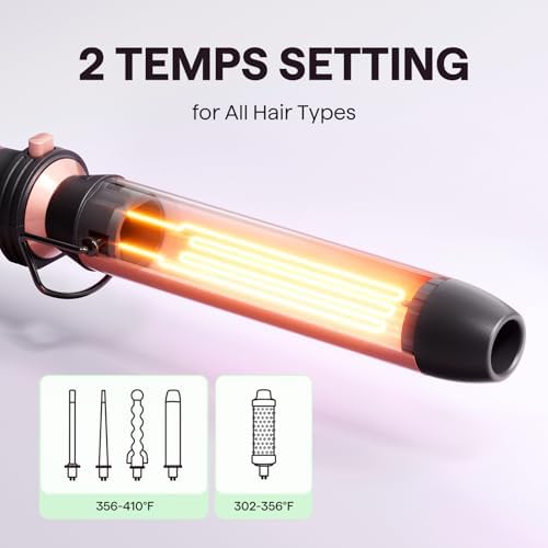 Wavytalk 5 in 1 Curling Wand Set, Multi Curl, Curling Iron Set with Thermal Brush and 4 Interchangeable Ceramic (0.5”-1.25”), Instant Heat Up (Rose Gold)