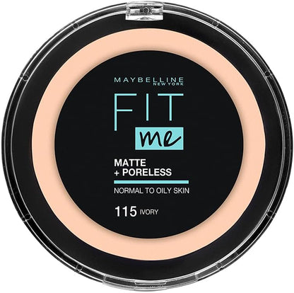 Maybelline New York Fit Me Matte & Pore less Powder, 115 Ivory, 12g