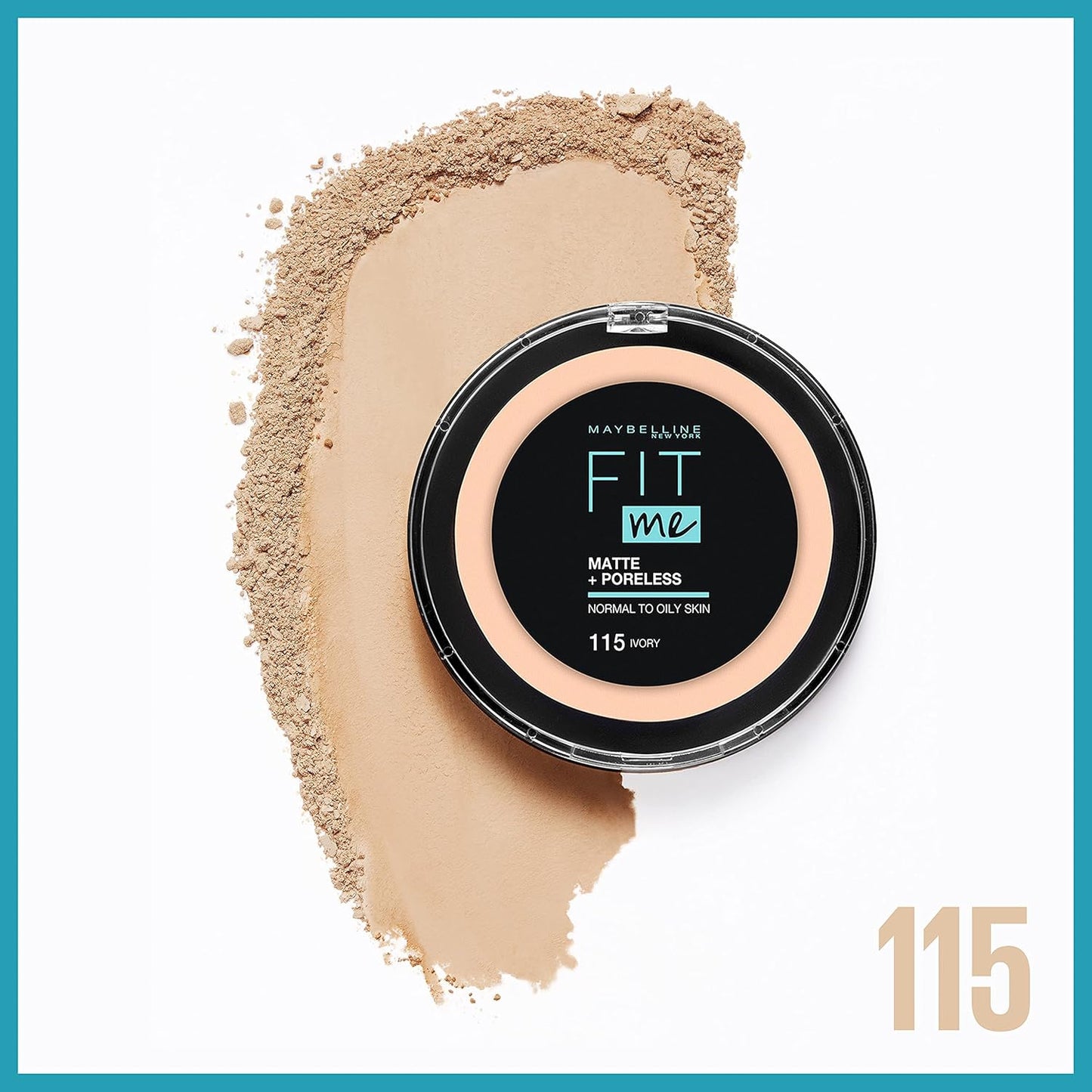 Maybelline New York Fit Me Matte & Pore less Powder, 115 Ivory, 12g