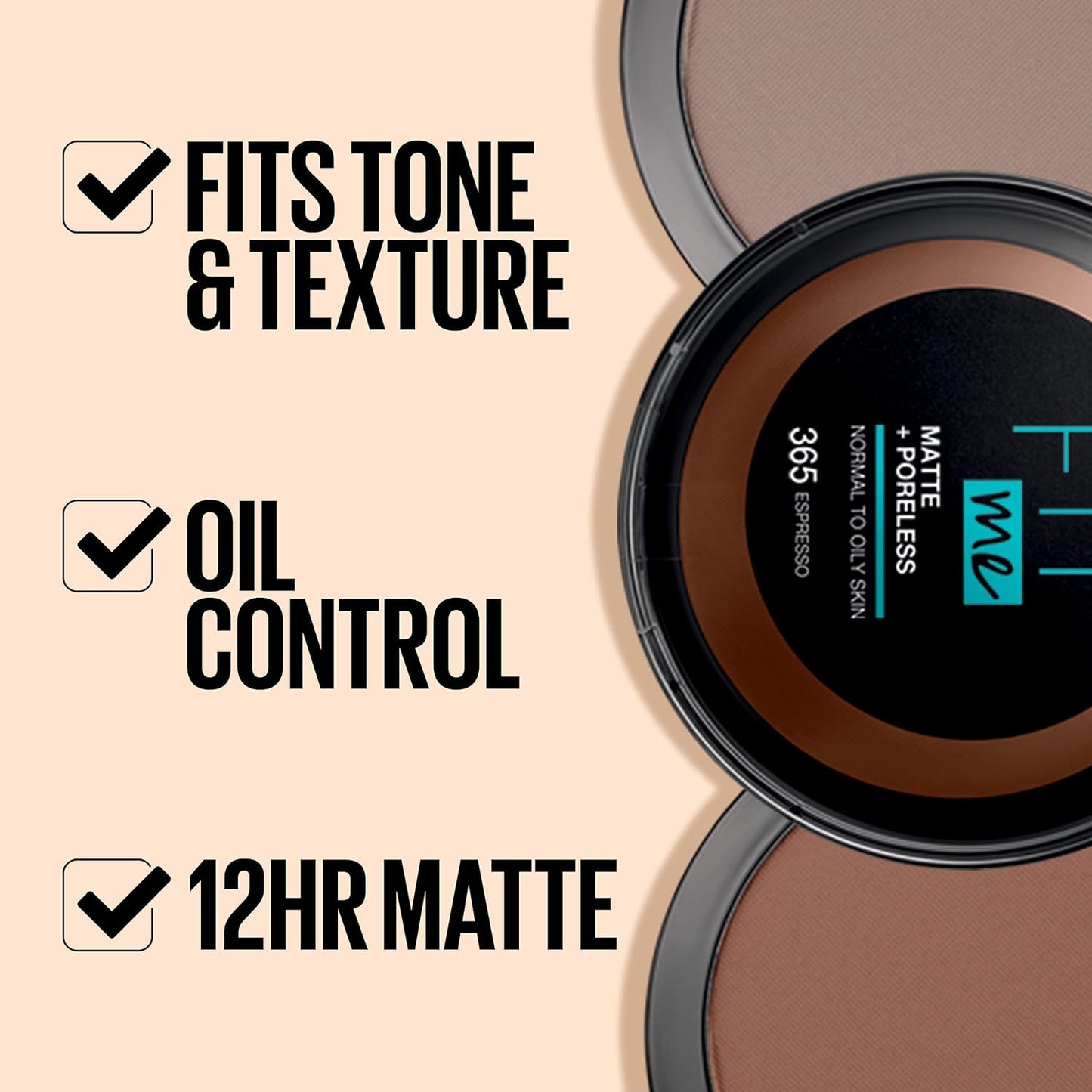 Maybelline New York Fit Me Matte & Pore less Powder, 115 Ivory, 12g