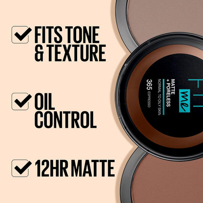Maybelline New York Fit Me Matte & Pore less Powder, 115 Ivory, 12g