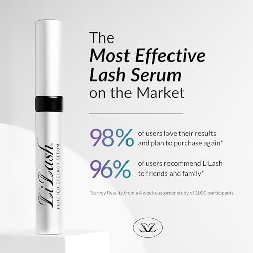 LiLash Purified Eyelash Physician-Formulated Serum for Fuller & Longer Looking Eyelashes Natural Eyelash Enhancer Safe for Sensitive Eyes and Contact Lens Wearer 3-Months Supply, 2ml