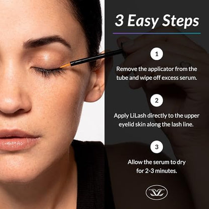 LiLash Purified Eyelash Physician-Formulated Serum for Fuller & Longer Looking Eyelashes Natural Eyelash Enhancer Safe for Sensitive Eyes and Contact Lens Wearer 3-Months Supply, 2ml