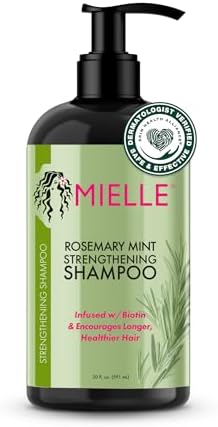 Mielle Organics Rosemary Mint Strengthening Shampoo Infused with Biotin, Cleanses and Helps Strengthen Weak and Brittle Hair, 12 Ounces