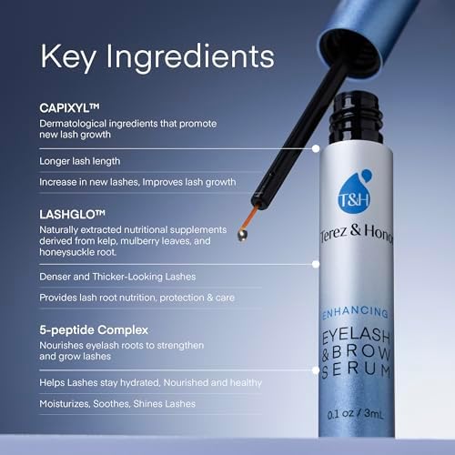 TEREZ & HONOR Natural Eyelash Growth Serum and Brow Enhancer to Grow Thicker, Longer Lashes for Long, Luscious Lashes and Eyebrows[3ml] 3ml