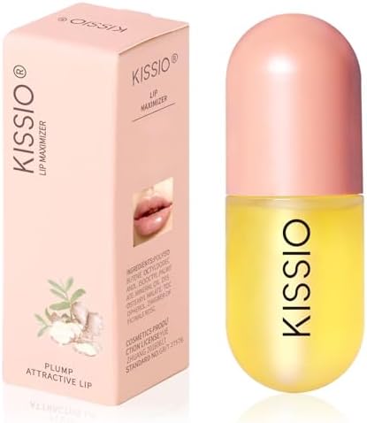 KISSIO Lip Plumper,Natural Lip Plumper for Day Use,Lip Plumping Gloss Make Lips Fuller and Moisturizing 5.5ml,Lip Mask,Hydrating & Reduce Fine Lines,Beautiful Fuller