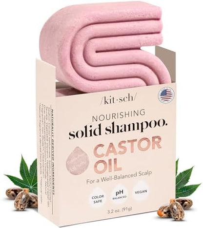 Kitsch Hair Growth Castor Oil Nourishing Shampoo Bar | Bottle-free Eco-friendly | Shampoo Hydrates & Moisturizes Dull and Dry Hair