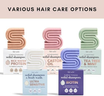 Kitsch Hair Growth Castor Oil Nourishing Shampoo Bar | Bottle-free Eco-friendly | Shampoo Hydrates & Moisturizes Dull and Dry Hair
