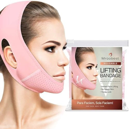Mroobest ParaFaciem Reusable V Line Mask Facial Slimming Strap Double Chin Reducer Chin Up Mask Face Lifting Belt V Shaped Slimming Face Mask "Only covers the chin"