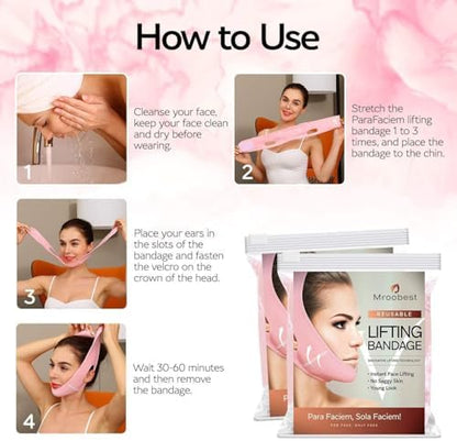 Mroobest ParaFaciem Reusable V Line Mask Facial Slimming Strap Double Chin Reducer Chin Up Mask Face Lifting Belt V Shaped Slimming Face Mask "Only covers the chin"