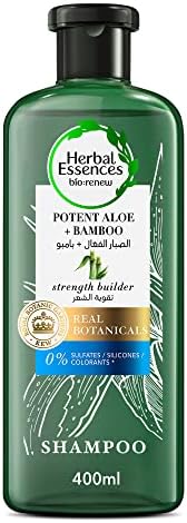Herbal Essences Hair Strengthening Sulfate Free Potent Aloe Vera + Bamboo Natural Shampoo for Dry Hair and Hair Hydrate, 400mL