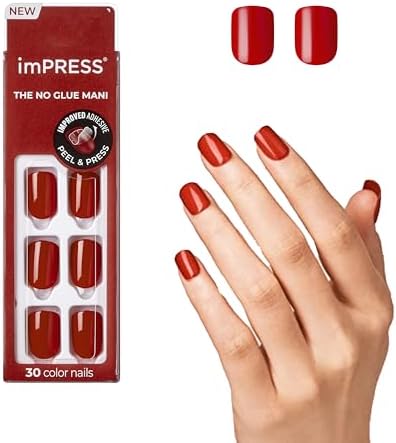 KISS imPRESS Press On Nails - Reddy or Not, Squoval Shape (Short) Kimc013C