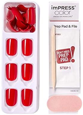 KISS imPRESS Press On Nails - Reddy or Not, Squoval Shape (Short) Kimc013C