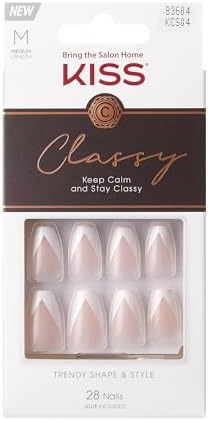 KISS Salon Acrylic French Manicure Kit - Silk Dress, Coffin Shape (Medium)