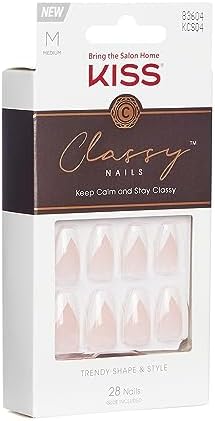 KISS Salon Acrylic French Manicure Kit - Silk Dress, Coffin Shape (Medium)