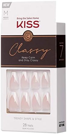 KISS Salon Acrylic French Manicure Kit - Silk Dress, Coffin Shape (Medium)