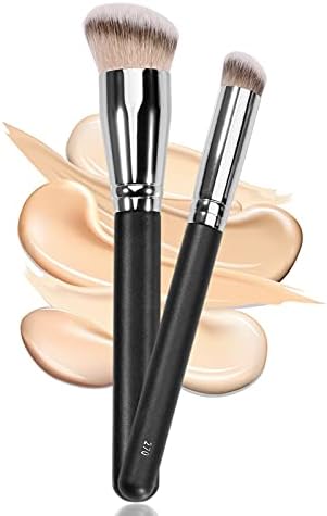 Kugge Under Eye Concealer Brush & Foundation Brush for Liquid Makeup, 2PCS Dense Synthetic Angled Kabuki Blending Makeup Brush
