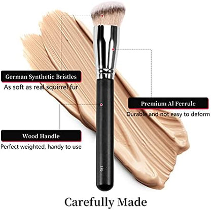 Kugge Under Eye Concealer Brush & Foundation Brush for Liquid Makeup, 2PCS Dense Synthetic Angled Kabuki Blending Makeup Brush