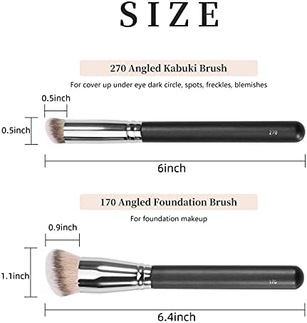 Kugge Under Eye Concealer Brush & Foundation Brush for Liquid Makeup, 2PCS Dense Synthetic Angled Kabuki Blending Makeup Brush