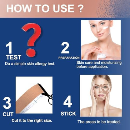 Akissos Facial Myofascial Lift Tape Face Lift Tape Face Toning Belts Anti Wrinkle Patches Anti Freeze Stickers Neck Lift Tape Unisex For Firming and Tightening Skin 2.5cm*5m