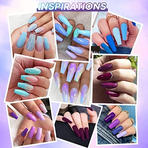 AZUREBEAUTY Dip Powder Nail Kit Starter, 20 Colors Purple Blue Glitter Dipping Powder Recycling Tray Essential Liquid Set Base Top Coat Activator French Dip Nails Art Manicure Beginner Salon 31 Pcs