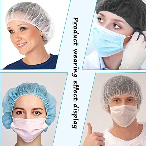 Smilco Disposable Bouffant Caps 100 Pcs ,21inches Hair Netï¼Œ Elastic Dust Cap for Food Service, Sleeping Head Cover (Black)
