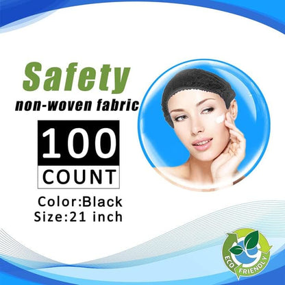 Smilco Disposable Bouffant Caps 100 Pcs ,21inches Hair Netï¼Œ Elastic Dust Cap for Food Service, Sleeping Head Cover (Black)