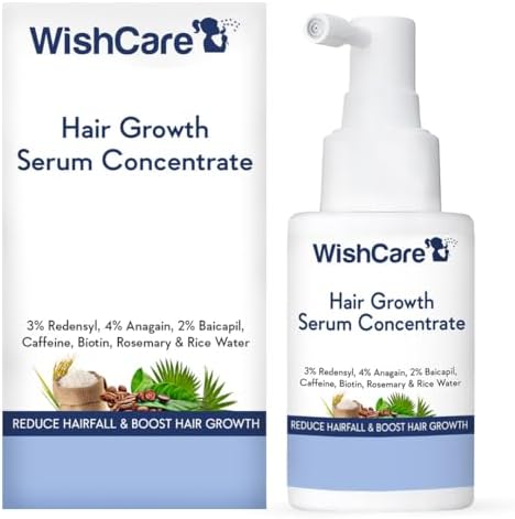 WishCare Hair Growth Serum Concentrate - 3% Redensyl, 4% Anagain, 2% Baicapil, Caffeine, Biotin & Rice Water - Rosemary Hair Serum for Hair Fall Control & Hair Growth 30ml