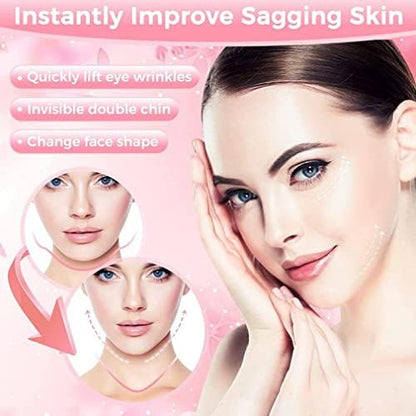 Goodern 40 Pcs Face Lifting Tapes with 8 Pcs Lifting Rope,Invisible Face Lift Tape Double Chin Sticker Instant Face Lift Sticker Adhesive Face Lifting Patch Neck Eye Lift Tape for Women Face Beauty