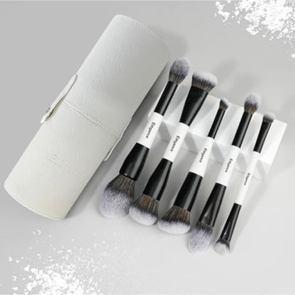 Makeup Brushes Set 12 pcs with Pouch and Silicone Cleaning Pad