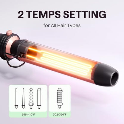 Wavytalk 5 in 1 Curling Wand Set, Multi Curl, Curling Iron Set with Thermal Brush and 4 Interchangeable Ceramic (0.5”-1.25”), Instant Heat Up (Rose Gold)
